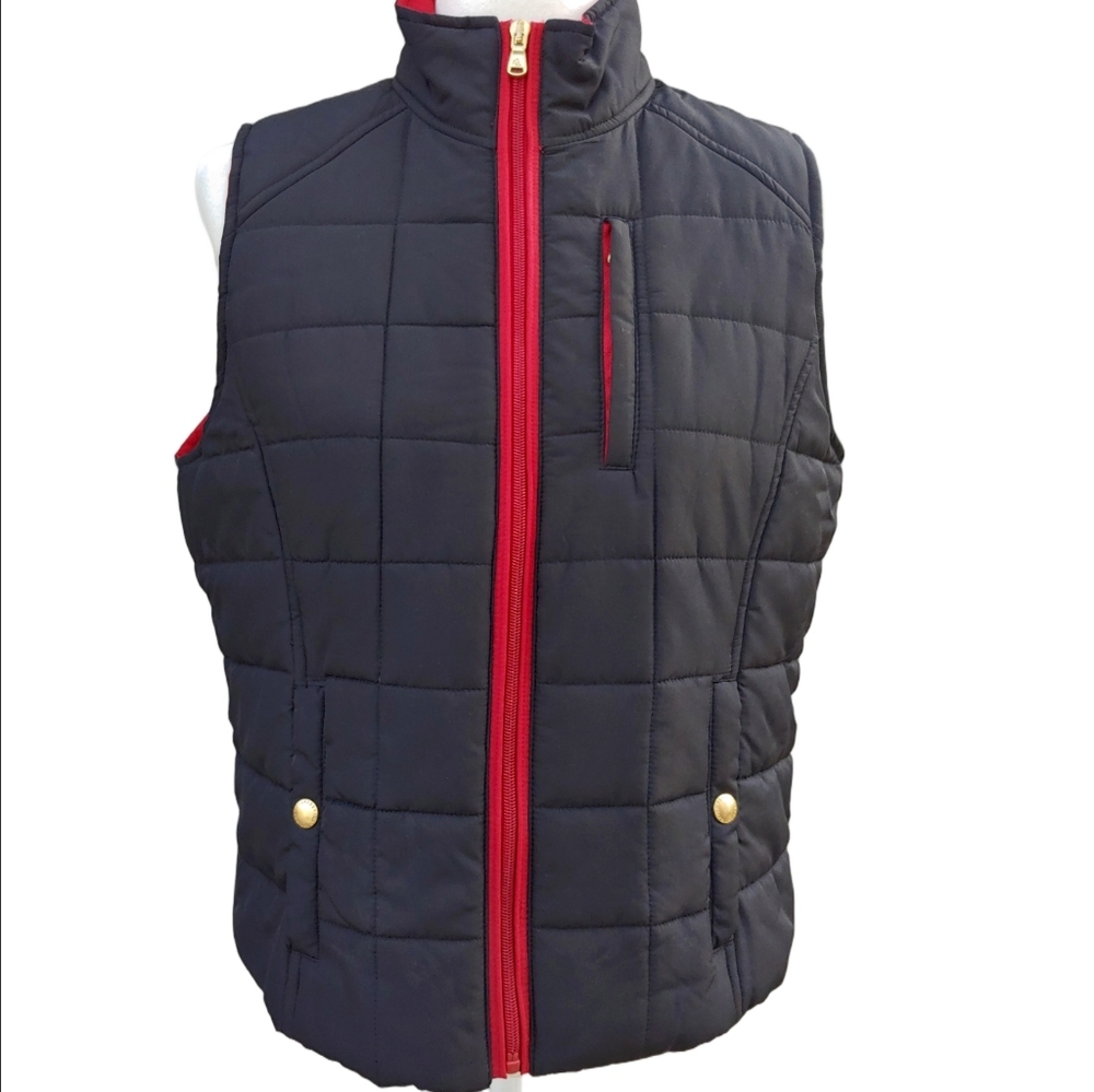 Lauren Ralph Lauren Red and Black Quilted Puffer Vest Women's Petite Large - Picture 4 of 15